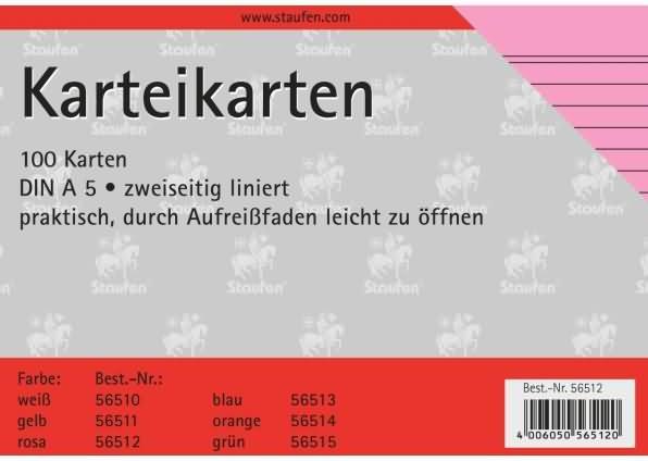 Immagine prodotto Staufen Schede A5/100 foderate di rosa (A5, 180 g/m², 100 x)