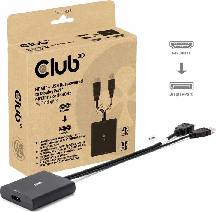 Actual product image Club 3D HDMI + Micro USB zu (DP, 0.72 cm)