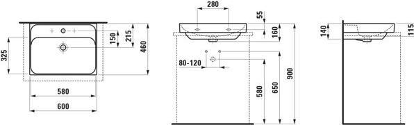 Produktbild Laufen Meda Aufsatzwaschtisch, geschliffen, 600x460mm, ohne Hahnloch, ohne Überlauf (460 mm, 600 mm)