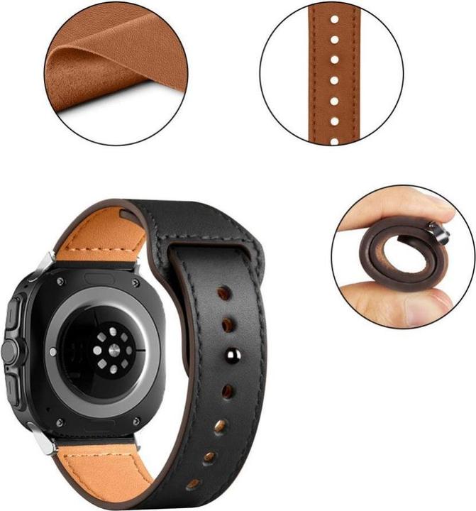 Image du produit Tech-Protect Leatherfit Strap for Samsung Galaxy Watch Ultra (47mm) - Noir (Cuir véritable)