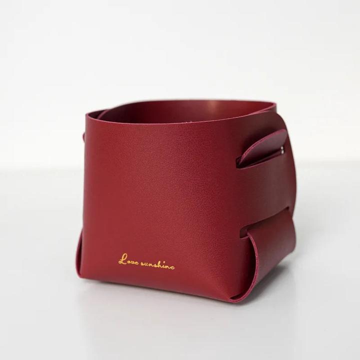 Produktbild Alopini Klappbarer Arbeitstisch Leder Aufbewahrungsbox PU Aufbewahrungsschale Aufbewahrungskorb (10 x 10 x 9 cm)