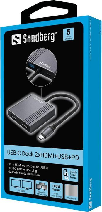 Produktbild Sandberg Dockingstation (USB-C, 3 Ports)