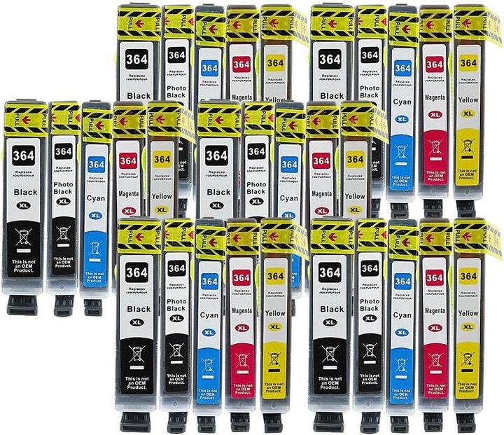 Actual product image Hermex Compatible HP PhotoSmart 5524 e-All-in-One ink cartridges 30 pieces (M, Y, PBK, FC, C)