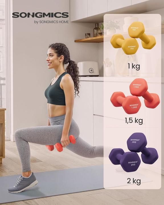 Produktbild Songmics Hantel-Set mit Neopren-Beschichtung (3 Paar, 9kg)