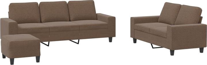 Produktbild VidaXL Sofagarnitur Sessel Sofa Couch Wohnzimmer Designsofa 3-tlg. Braun Stoff (2-Sitzer, 3-Sitzer)