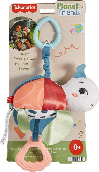 Actual product image Fisher-Price Planet Friends Fleet Turtle Pram Toy with Sensory Details for Newborns