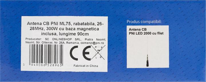Produktbild PNI CB-Antenne ML75, faltbar, 26-28 MHz, 300 W mit Magnetfuss im Lieferumfang enthalten, Länge 90 cm