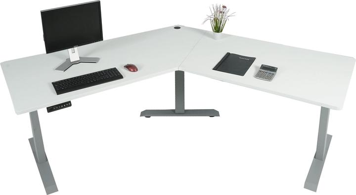 Produktbild Swisshandel24 3in1 Schreibtisch, Computertisch, 120° elektrisch höhenverstellbar weiss, grau