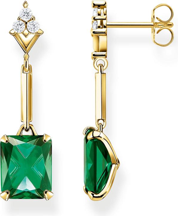 Thomas Sabo Ohrringe grüner Stein gold (925er Silber)