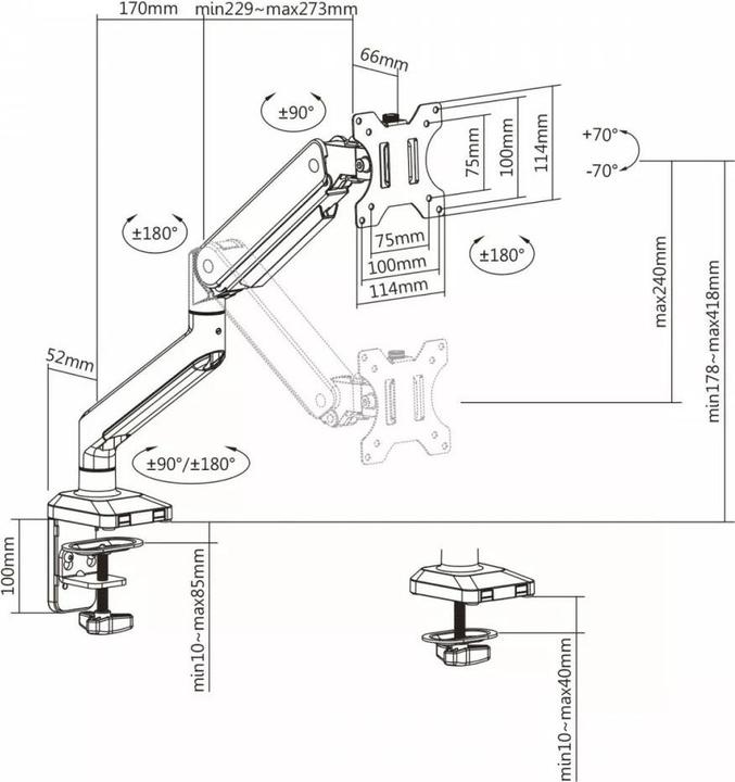 Immagine prodotto Ergo Office Monitor da 17" a 32" (ER-447) (Tavolo, 32")