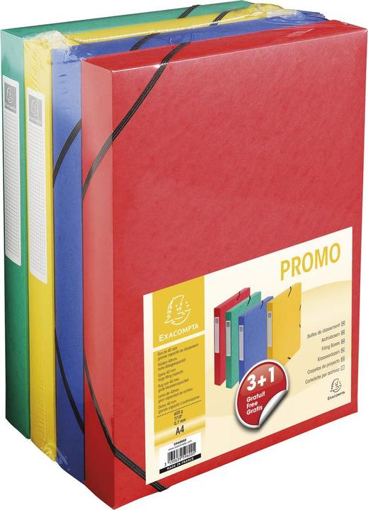 Image du produit Exacompta Boîte de rangement, 40 mm, couleurs assorties, Promopack 3+1 (A4)