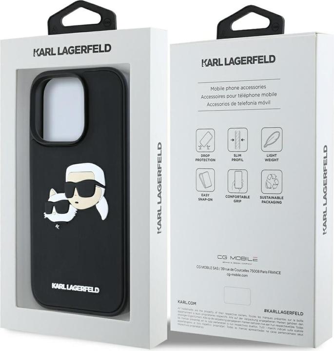 Produktbild Karl Lagerfeld HC 3D Rubber Double Heads iPhone 16 Pro Max Case - Black (Apple iPhone 16 Pro Max)