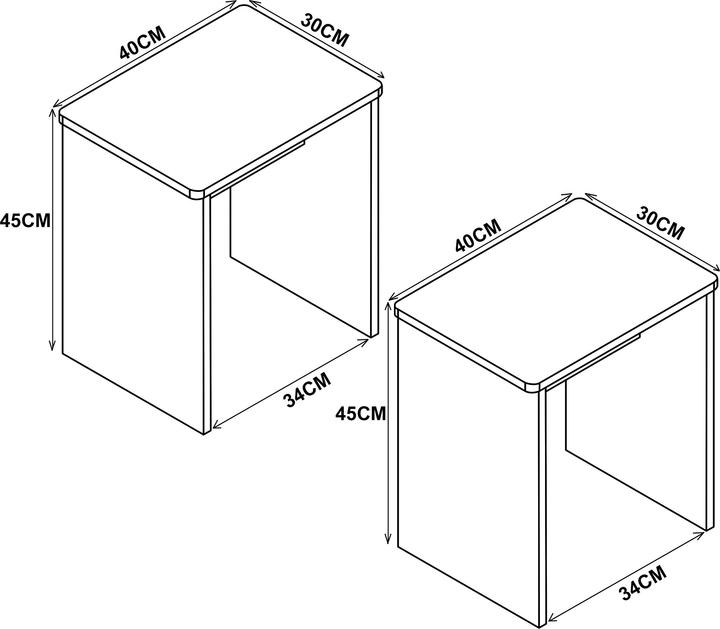 Produktbild VCM 2er Set Holz Sitzhocker Würfel Fussablage Beistelltisch Esal (45 x 40 x 30 cm)