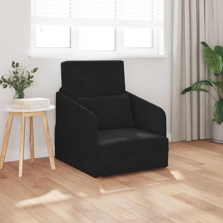 Produktbild VidaXL Boden Sofa Bett 2-in-1 Schwarz 65x80x83 cm Samt