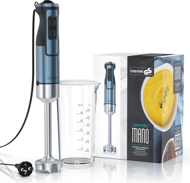 Produktbild Arendo Stabmixer 1000W & 600ml Messbecher, Edelstahl, Pürierstab, Turbotaste, Abnehmbarer Mixfuss, DC Motor
