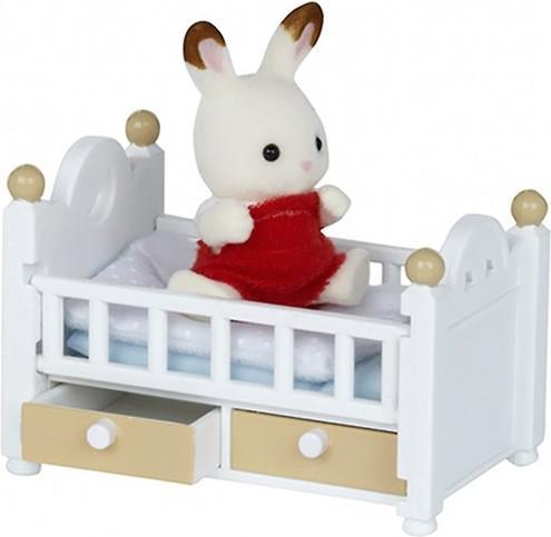 Actual product image Sylvanian Families Chocolate bunny baby with cot