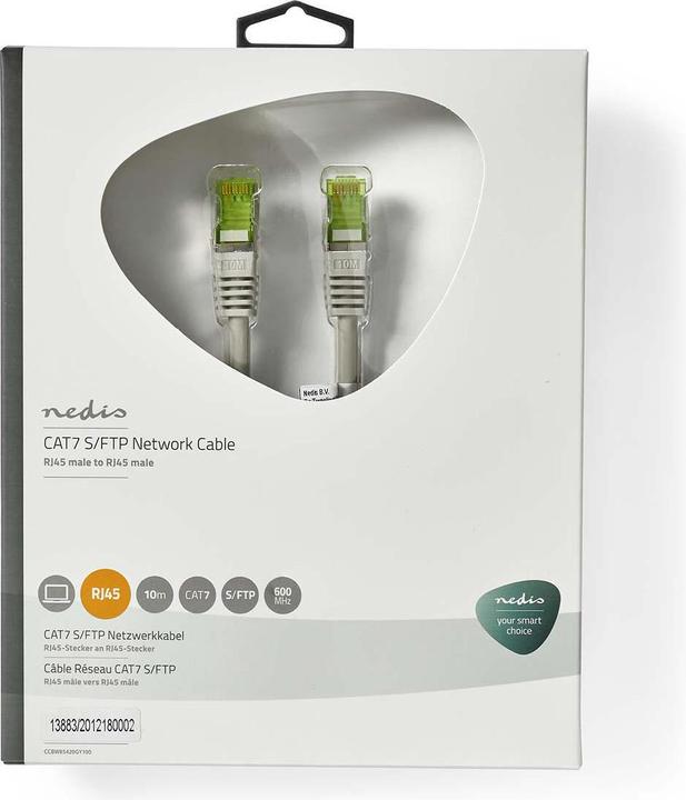 Produktbild Nedis Cat 7 Kabel- S/FTP- RJ45 Stecker-- 10.0 m- Rund- LSZH- Grau- (S/FTP, CAT7, 10 m)