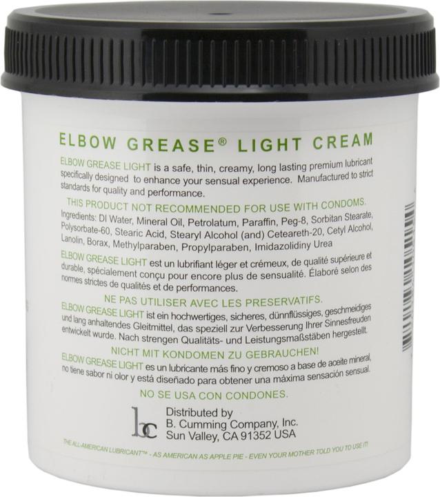 Nutritional values and ingredients Elbow Grease Light Cream Jar - 443 ml (113.40 ml)
