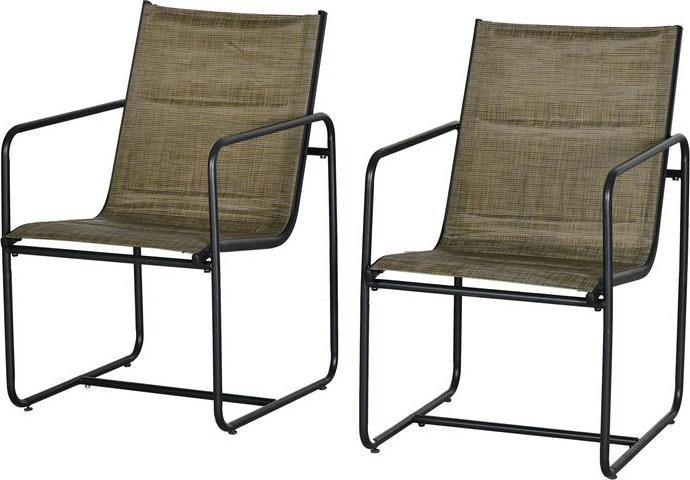 Produktbild Swisshandel24 Gartenstühle 2er-Set, Gartensessel Set mit Armlehne, Mesh, Stahl, Braun, 54x66,5x88cm