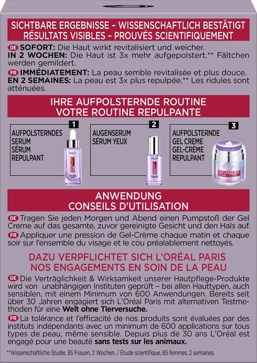 Nutritional values and ingredients L'Oréal Paris Revitalift (50 ml, Face gel)