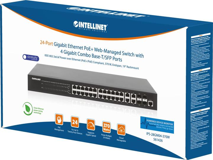 Image du produit Intellinet Commutateur Web géré 24 ports Gigabit Ethernet PoE+ avec 4 ports Gigabit Combo Base-T/SFP (24 Ports)