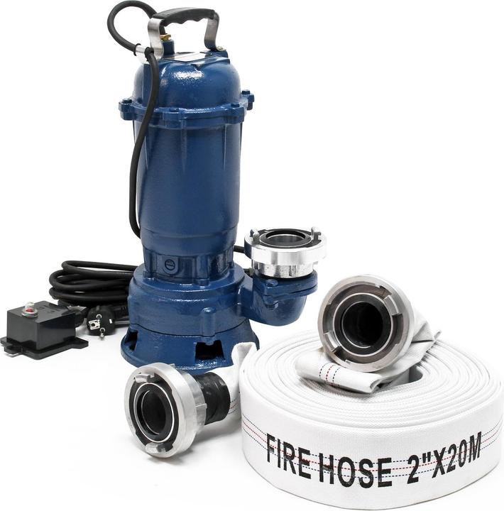 Produktbild Wiltec Schmutzwasserpumpe 15000 l/h 1100 W mit 20 m Schlauch Baupumpe Tauchpumpe (Schmutzwasserpumpe)