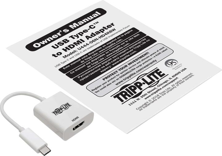 Produktbild Eaton USB-C to HDMI Adapter M/F - 4K 60Hz HDCP 2.2 White (USB Typ-C, 15.24 cm)