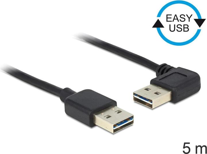 Produktbild Delock USB2.0 Easy Kabel, A-St.-A.St., gewinkelt (5 m, USB 2.0)
