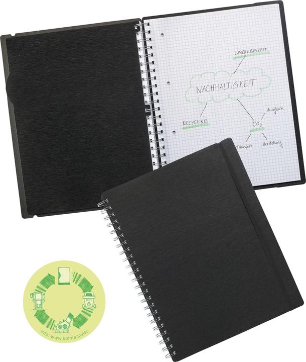 Actual product image Kolma Notebook LineaVerde A4 recycled chequered black (A4, Checked, Hardcover)