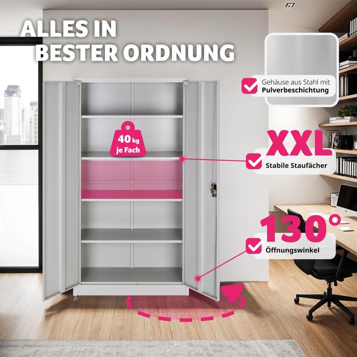 Image du produit tectake Armoire de classement (180 x 80 x 40 cm)