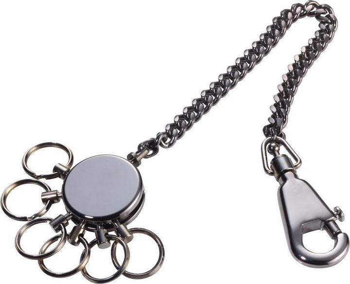 Troika Portachiavi PATENT CHAIN con catena, rotondo, grigio lucido