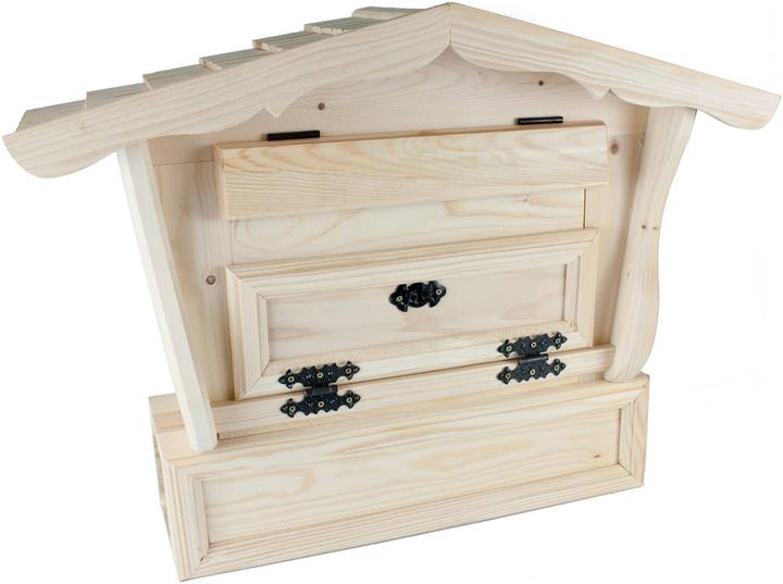 Produktbild La Mia! Holz Briefkasten aus Fichte - Traditionelles Design für Ihr Zuhause mit Zeitungsfach