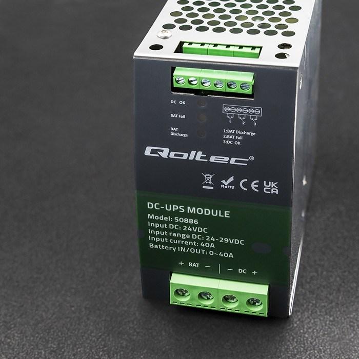 Produktbild Qoltec MODUŁ UPS DC NA SZYNĘ DIN | 40A | 24V (Standby USV)
