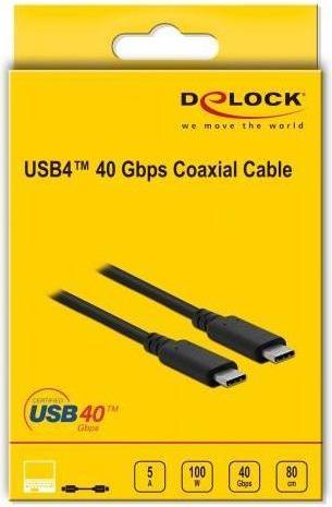 Produktbild Delock USB-Kabel USB-C (M) bis USB-C (M) (0.80 m, USB 4.0, 20 W)