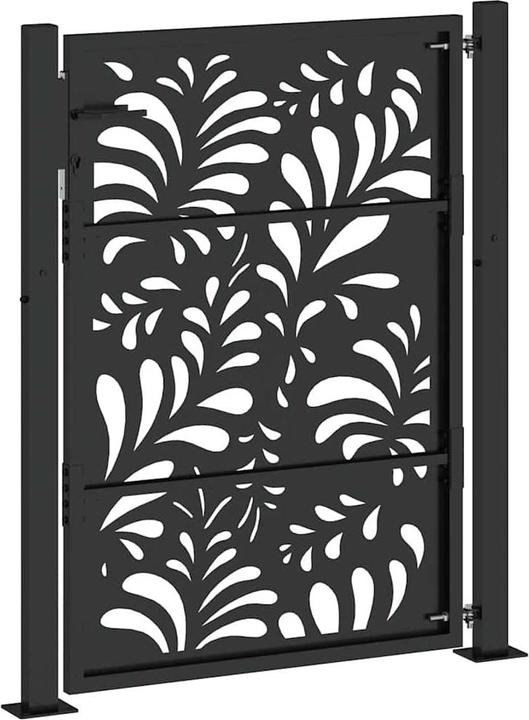 Immagine prodotto VidaXL Cancello da giardino nero 105x130 cm in acciaio con design a onda Cancello per recinzione da esterno