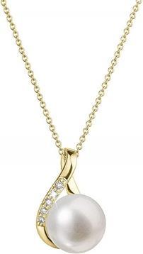 Evolution Group Luxury gold necklace with real pearl and diamonds 92PB00029