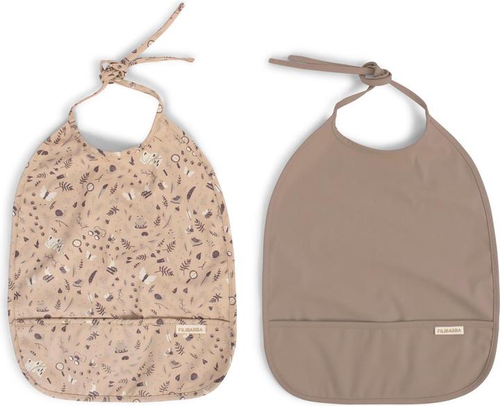 Filibabba Slabbetje met lint 2-pack - Little Wonders + Warm Grijs (6 Maanden)