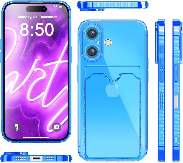 Actual product image Nalia Clear transparent neon silicone cover card holder (Apple iPhone 16 Plus)