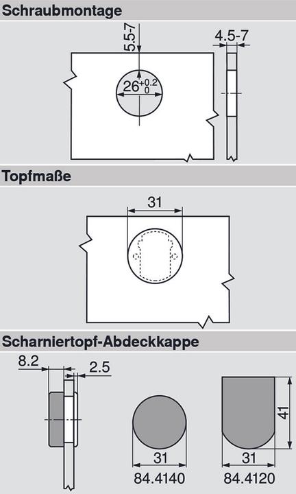 Produktbild Blum Topfbänder CLIP top, Glastürscharnier 94 °