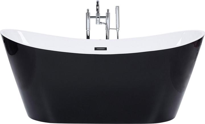 Beliani Badewanne freistehend schwarz oval 150 x 75 cm ANTIGUA (180 l, 75 cm, 150 cm)