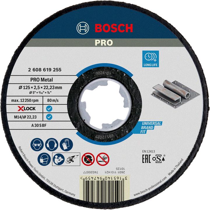 Bosch Professional Zubehör Ø 125mm X-LOCK doorslijpschijf Expert voor metaal A 30S BF 25mm recht