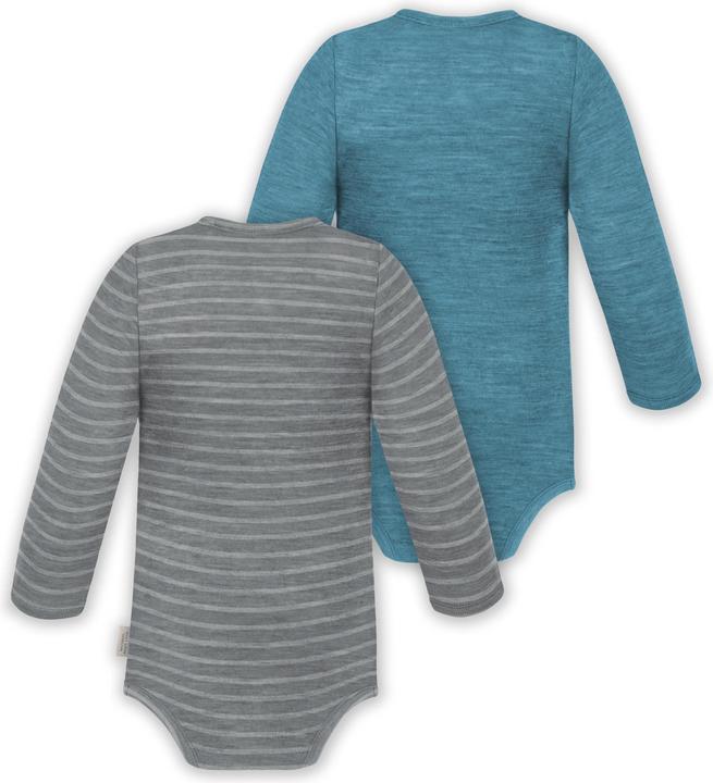 Actual product image Normani Set of 2 unisex baby wrap-around long-sleeved romper onesies made from merino wool - 9351 (62)