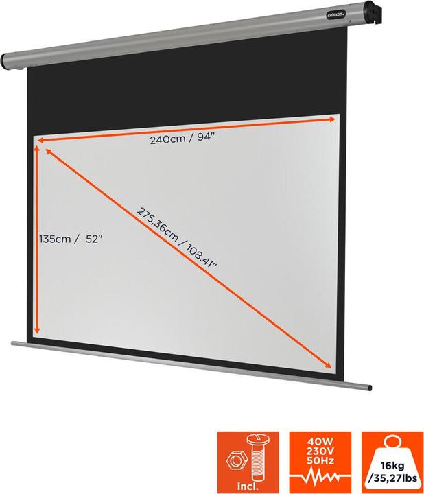 Image du produit Celexon Home Cinema electric screen - Ecran - Possibilité de montage au plafond, adapté au mur (103.54", 16:9)