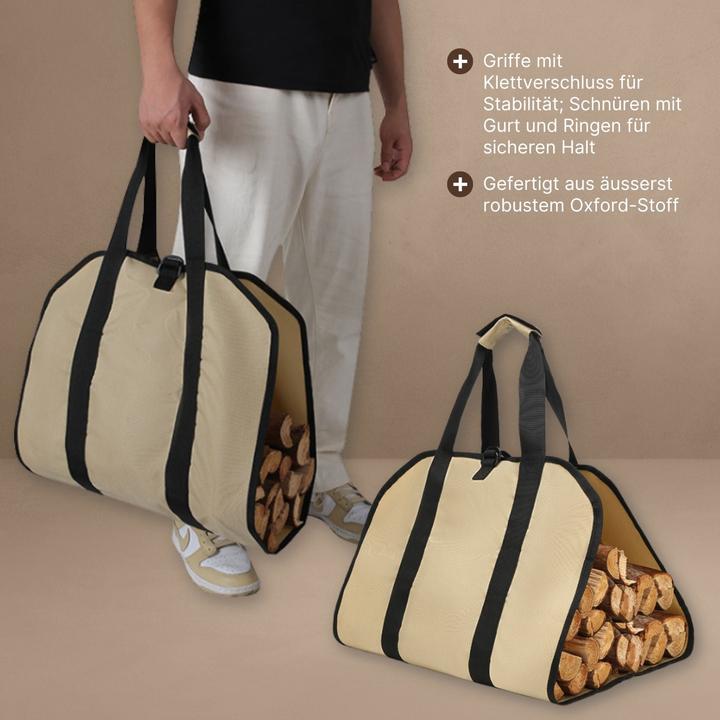 Produktbild Hermex Brennholztasche Brennholz-Tragehilfe Holztragetasche Kamintasche (46 x 95 cm)