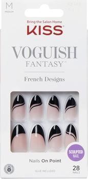 Immagine prodotto KISS Voguish Fantasy Press On Nails 'Magnifique' nero di medie dimensioni a forma di mandorla (Unghie artificiali, Nero)