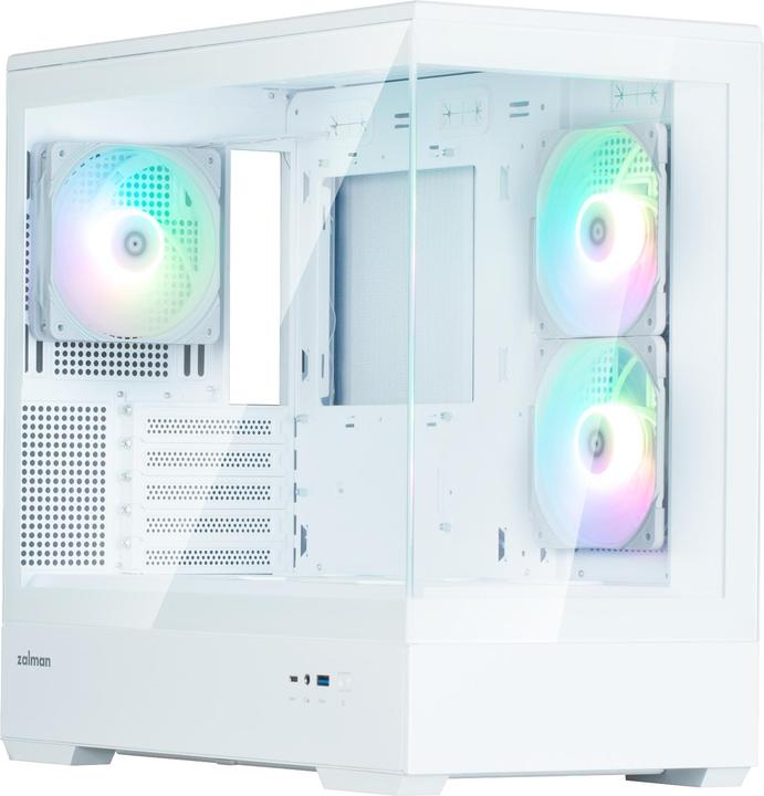 Actual product image Zalman GHE P30 V2 micro-ATX case Tempered Glass Panoramic View - White (mATX)