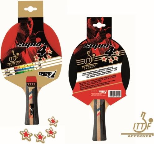 Power Play Sport1 Bordtennis Bat Advanced Serie "4 Star ITTF" (4 stjerner)