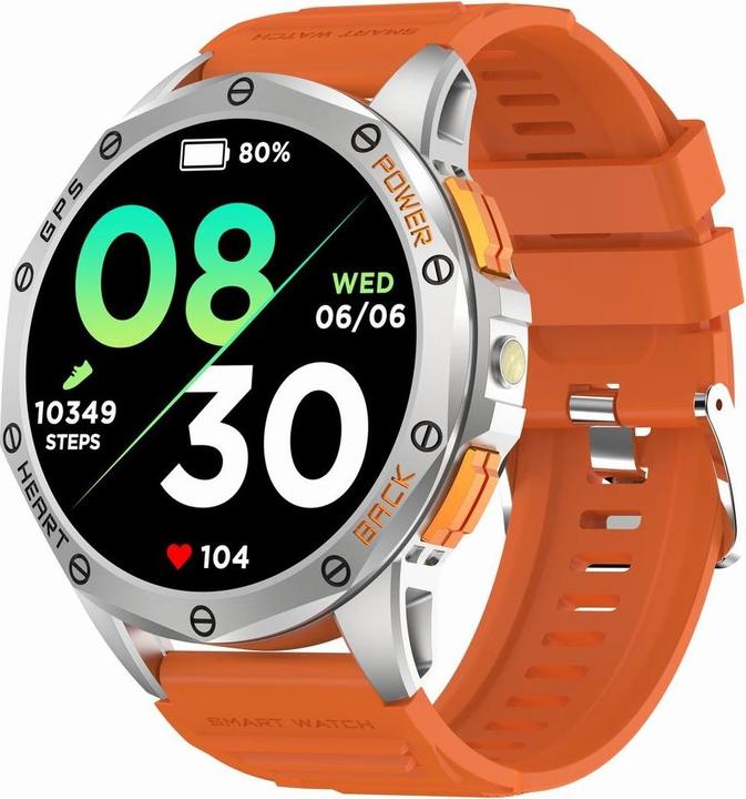 Produktbild Gravity GPS GT24-4 Herren-Smartwatch, schwarzes Silikonarmband + orangefarbenes Silikonarmband