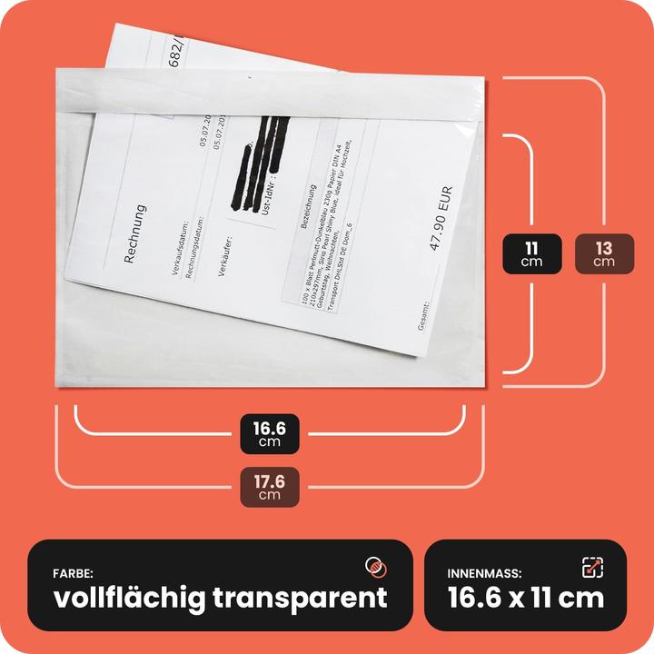 Actual product image Netuno C6 Lieferscheintaschen transparent, selbstklebend (1000 Stück)