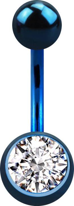 Star Piercing Banane dunkelblau mit Kugel und Kugel Kristall silber (Chirurgenstahl 316L, ohne Messing)